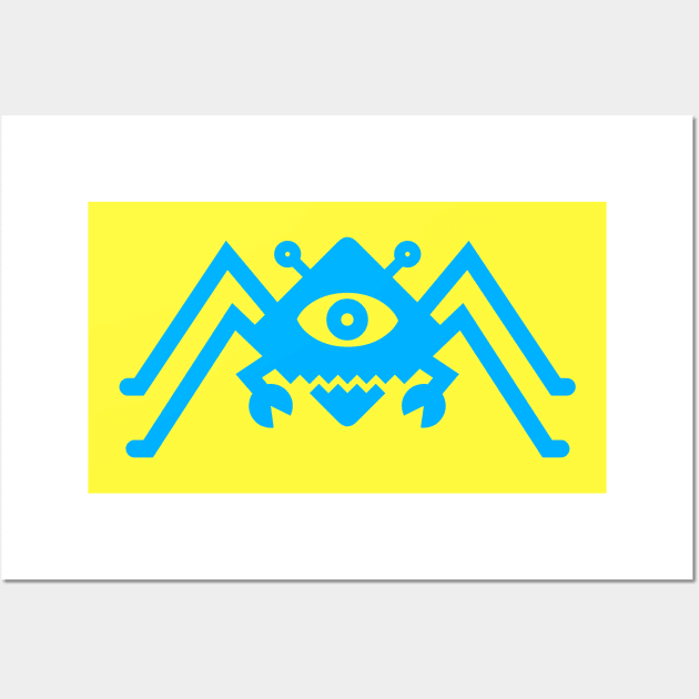 Diamond Spider Crab Bright Blue Wall Art by Bug Robot